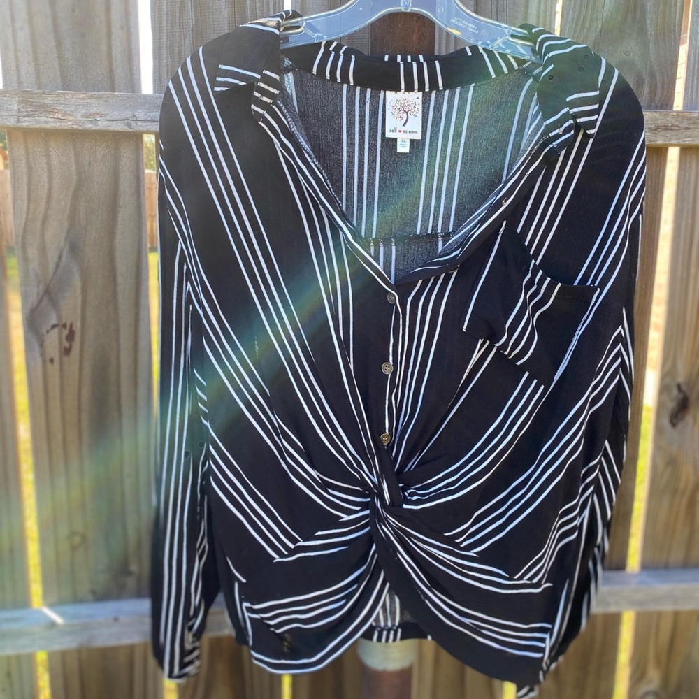 Black and White Striped Top